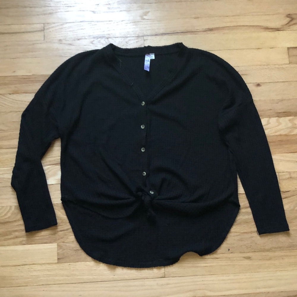 Waffle long sleeve tie off